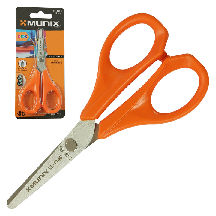 MUNIX SL-1145 Kids Scissors, 120mm, Round Tip for Safety, Stainless St ...