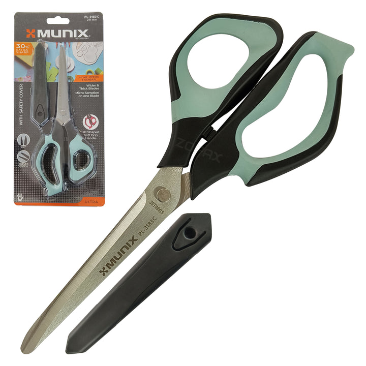 MUNIX PL-3183 C Multipurpose Scissors with Safety Cover, 9 inches / 21 ...