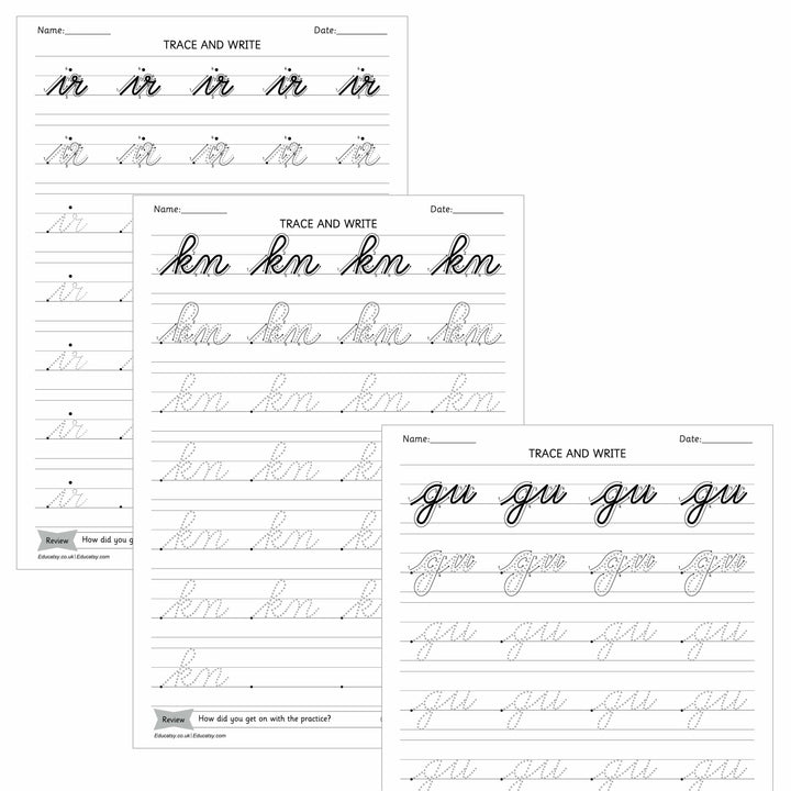 English Cursive Joined Letters Tracing Worksheets For Improve Letter F ...