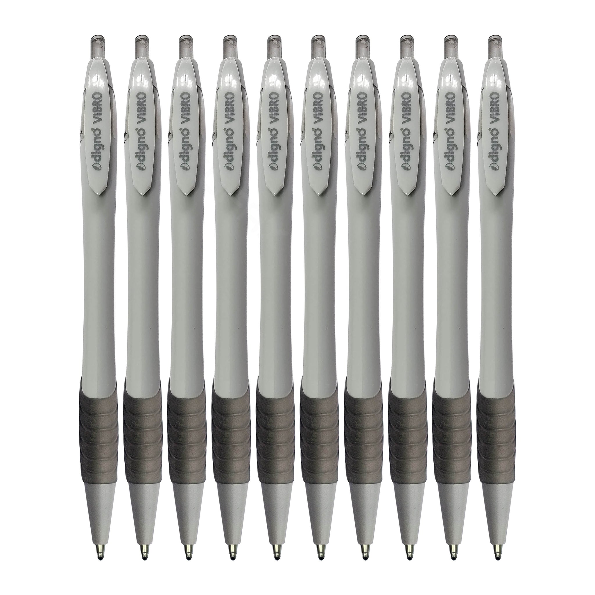 Digno Vibro-RT Retractable Click Ballpoint Pens, BLACK, 1.0mm Medium Point, Pack of 10